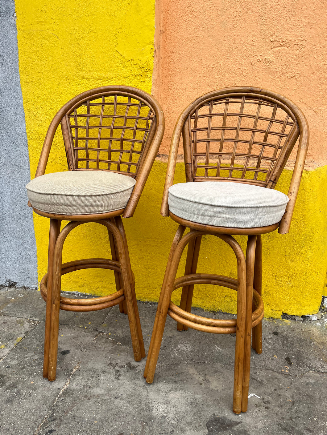 Vintage Bamboo swivel stools