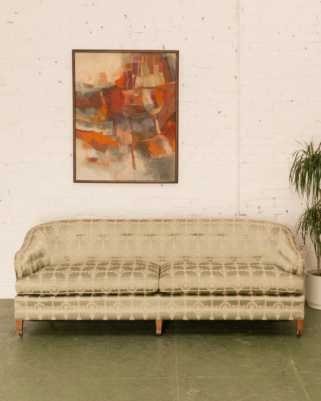 Celedon Green Regency Vintage Sofa