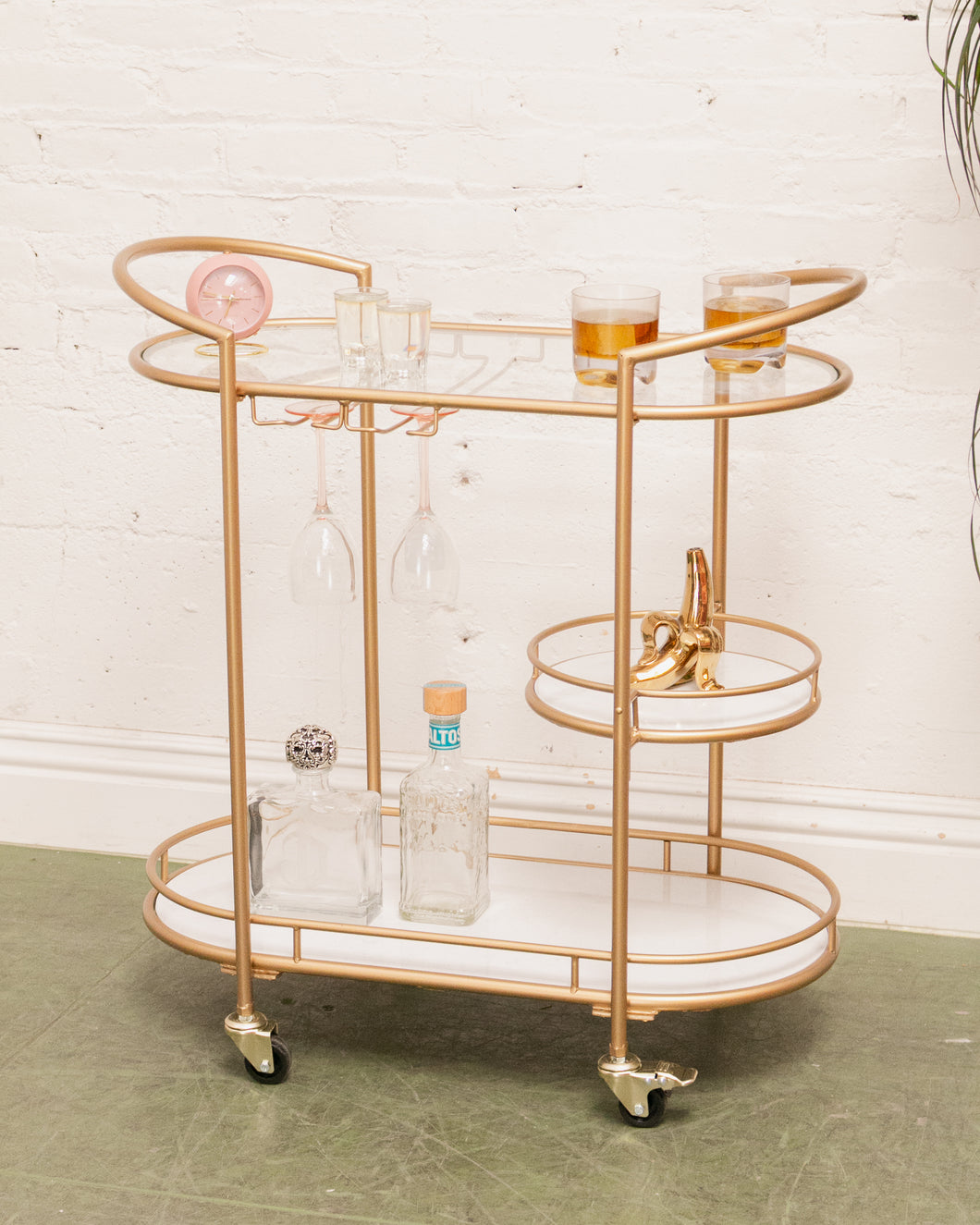 Faux Marble Bar Cart