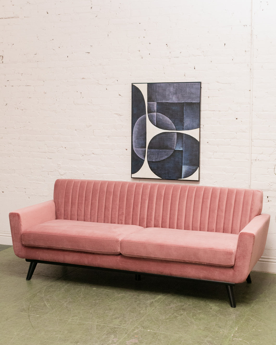 Pleated Back Dusty Rose Sofa