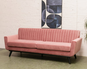 Pleated Back Dusty Rose Sofa