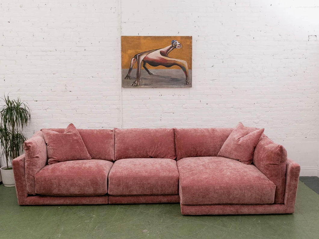 Hansel Modular Sofa in Bianca Rosewood (LAF chair, armless chair, RAF cuddle chaise)