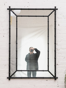1970’s Black Bamboo Mirror