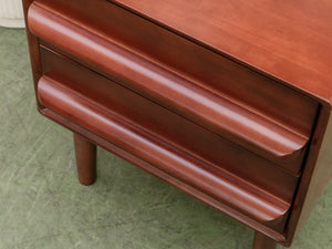 Walnut Double Drawer Nightstand