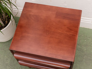 Walnut Double Drawer Nightstand