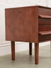 Load image into Gallery viewer, Walnut Double Drawer Nightstand
