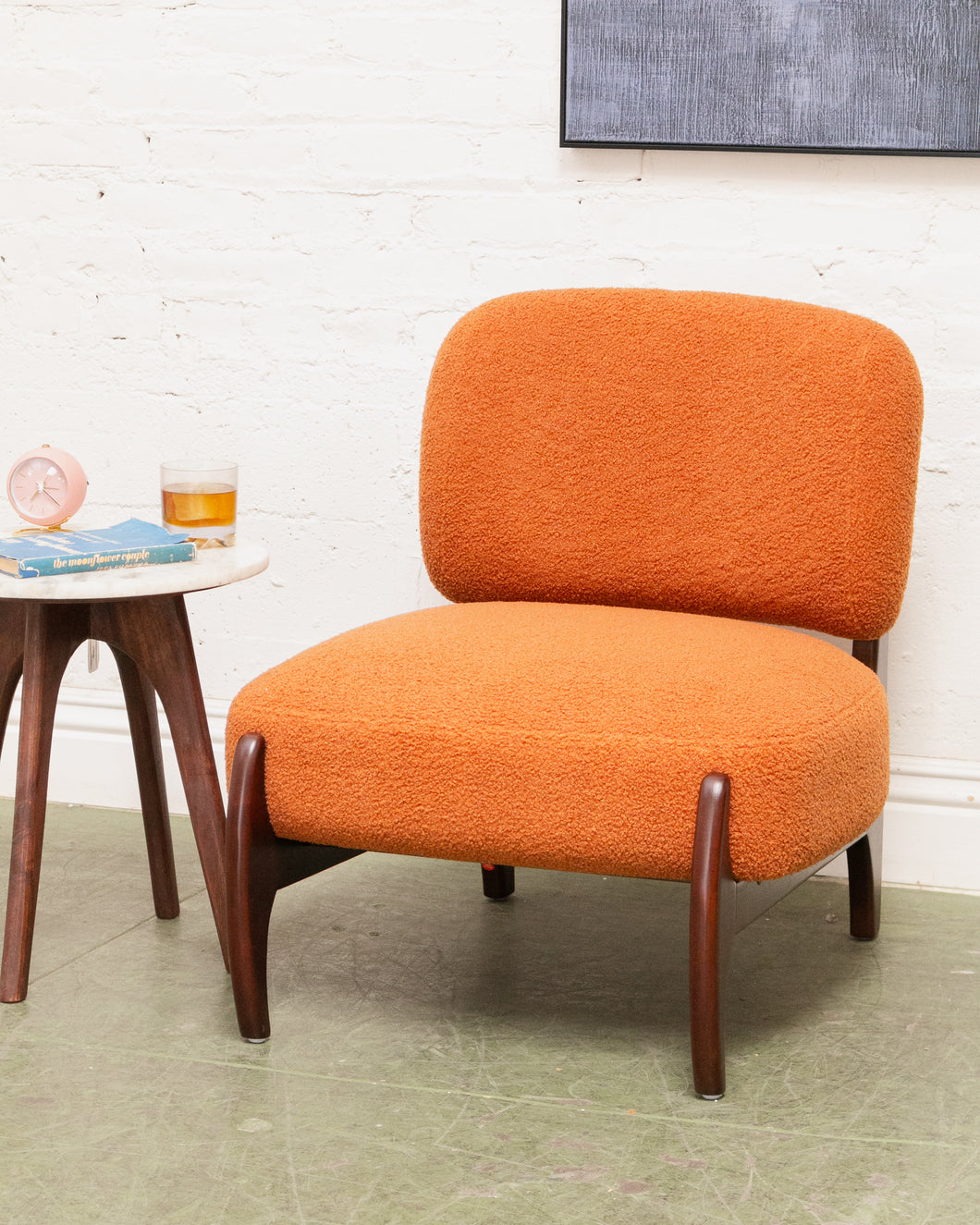 Low Profile Nubby Burnt Orange Chair