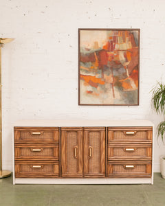 Cream and Rattan Vintage Credenza