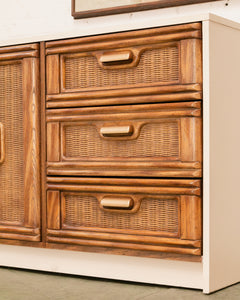 Cream and Rattan Vintage Credenza