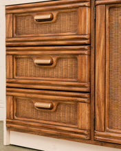 Load image into Gallery viewer, Cream and Rattan Vintage Credenza
