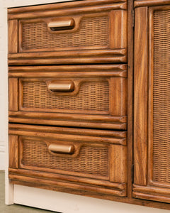 Cream and Rattan Vintage Credenza