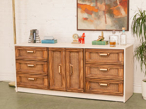 Cream and Rattan Vintage Credenza