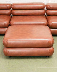 Elodie 4 Piece Modular Sectional in Saddle Brown Leather