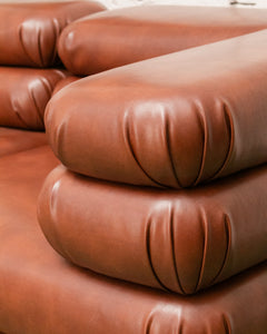 Elodie 4 Piece Modular Sectional in Saddle Brown Leather