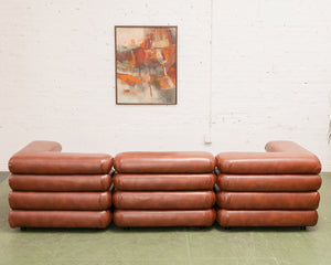 Elodie 4 Piece Modular Sectional in Saddle Brown Leather