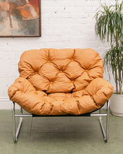 Load image into Gallery viewer, Chrome Tufted 70’s Style Chair
