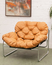 Load image into Gallery viewer, Chrome Tufted 70’s Style Chair
