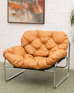 Chrome Tufted 70’s Style Chair