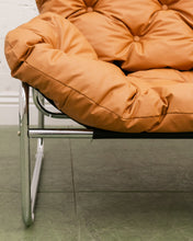 Load image into Gallery viewer, Chrome Tufted 70’s Style Chair
