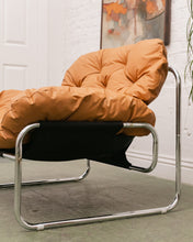 Load image into Gallery viewer, Chrome Tufted 70’s Style Chair
