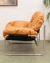 Load image into Gallery viewer, Chrome Tufted 70’s Style Chair
