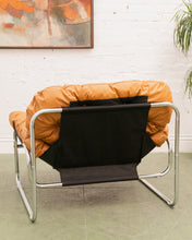 Load image into Gallery viewer, Chrome Tufted 70’s Style Chair
