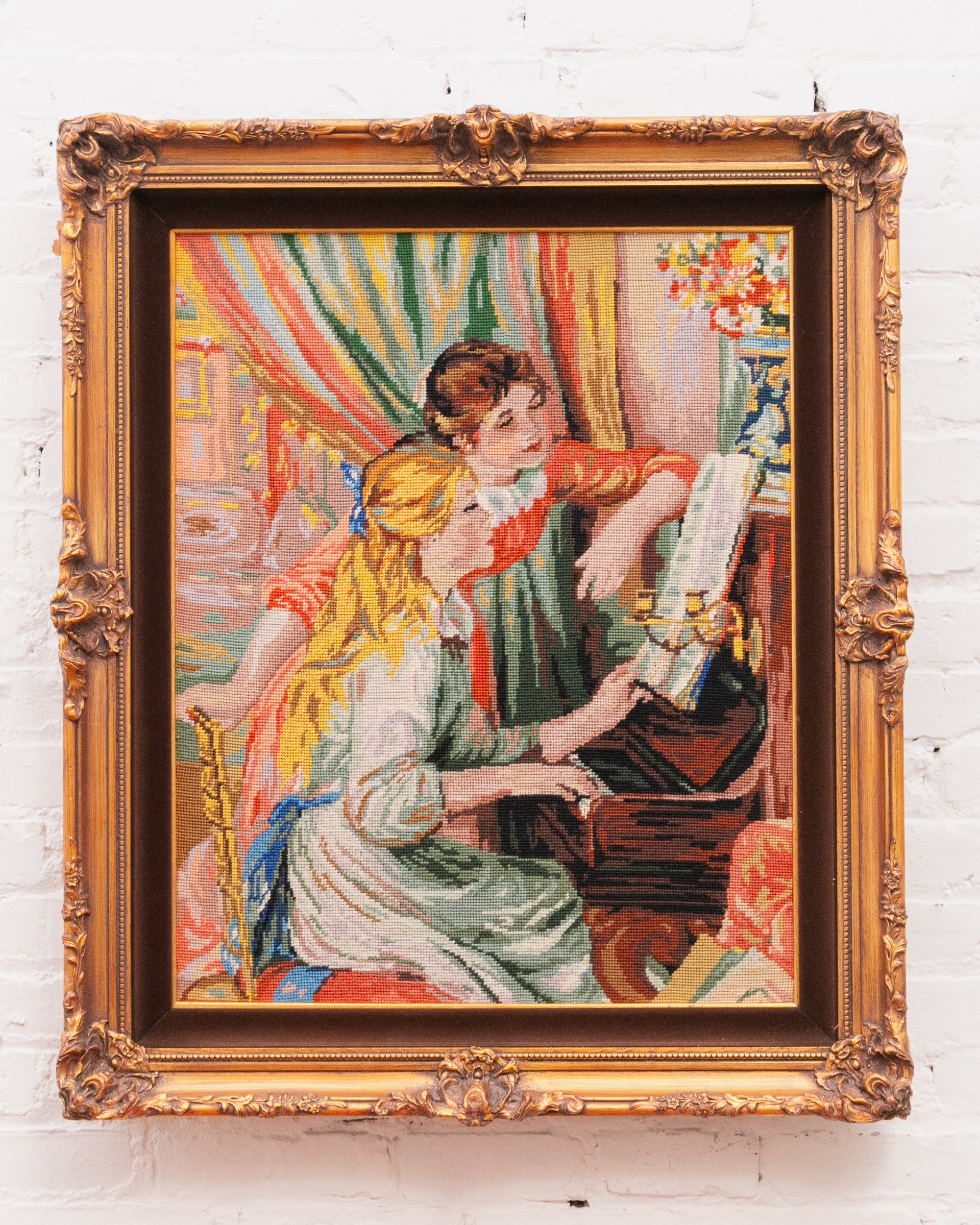 Vintage Needlepoint Picture Renoir Girls at the Piano – Sunbeam
