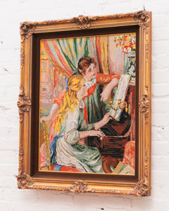 Vintage Needlepoint Picture Renoir Girls at the Piano