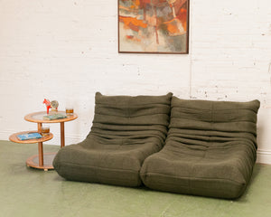 Slouchy 70's Style Loveseat in Green