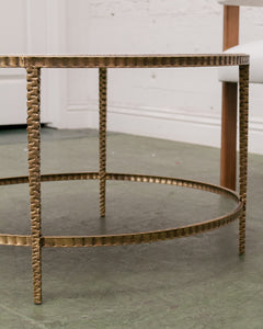 Traventine and Embossed Gold Round Table