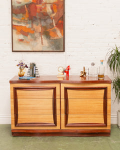 Blonde and Dark wood Vintage Dresser