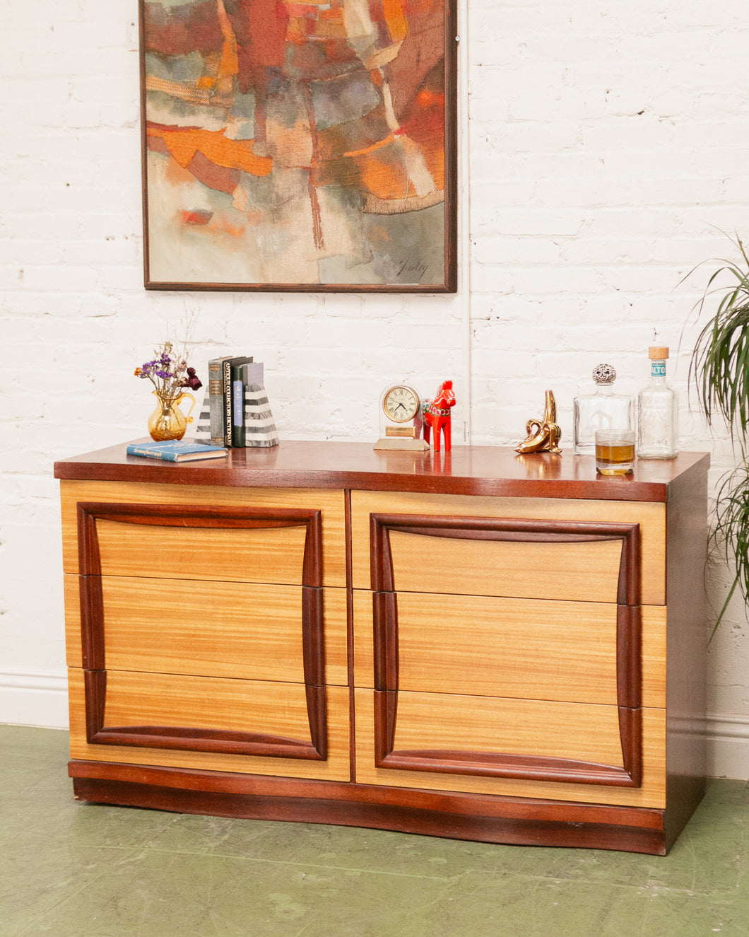 Blonde and Dark wood Vintage Dresser