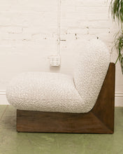 Load image into Gallery viewer, Textured Modern Lounge Chair and Ottoman with Dark Wood Base
