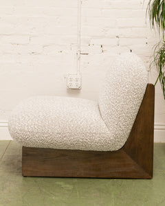 Textured Modern Lounge Chair and Ottoman with Dark Wood Base