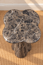 Load image into Gallery viewer, Ivy sculptural concrete side table in Cinder Marble with organic top and tapered pedestal base
