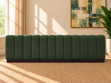 Load image into Gallery viewer, Jerrold 3-piece armless sectional sofa in Deep Sage cross-hatched chenille with rounded cushions and dark brown espresso base.
