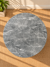 Load image into Gallery viewer, Image 4 of 4: Keller 50-inch round dining table with gray marble-look top and dark Walnut pedestal base
