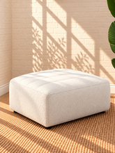 Load image into Gallery viewer, Image 5 of 5: Lorena 6-Piece sectional sofa in Snow Cream faux sheepskin fabric with channel tufted backrests and ottoman

