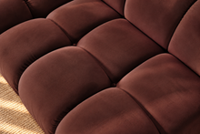 Load image into Gallery viewer, Louisa 8-piece modular sectional sofa in Dusty Burgundy velvet with deeply cushioned segmented seating, rounded profile, and movable arm.
