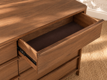 Load image into Gallery viewer, Image 4 of 4: Luciana 8-Drawer Dresser in Natural Walnut with curved drawer pulls, rounded corners, and visible wood grain
