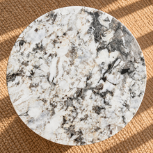 Load image into Gallery viewer, Maison marble side table in Arctic Noir with white and black genuine marble and sculptural geometric base
