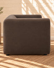 Load image into Gallery viewer, Marbella espresso performance velvet sofa with rounded tuxedo arms and deep bench seat
