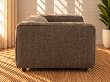 Load image into Gallery viewer, Image 3 of 5: Medrano 88-inch upholstered sofa in Mushroom Taupe lattice bouclé with broad arms and deep cushioned seating
