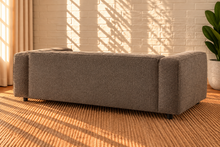 Load image into Gallery viewer, Image 4 of 5: Medrano 88-inch upholstered sofa in Mushroom Taupe lattice bouclé with broad arms and deep cushioned seating

