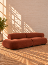Load image into Gallery viewer, Image 2 of 4: Megan 2-Piece sectional sofa in Burnt Sienna chenille with bumper chaise configuration and rounded cushions
