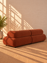 Load image into Gallery viewer, Image 3 of 4: Megan 2-Piece sectional sofa in Burnt Sienna chenille with bumper chaise configuration and rounded cushions
