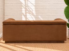 Load image into Gallery viewer, Image 3 of 4: Monica upholstered loveseat in Caramel velvet with deep channel tufting and curved arms
