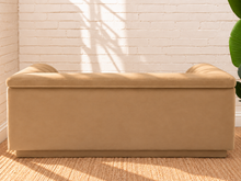 Load image into Gallery viewer, Image 3 of 4: Monica upholstered loveseat in Honey Beige velvet with deep channel tufting and curved arms
