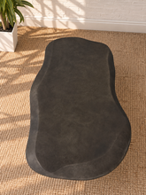 Load image into Gallery viewer, Reece black brown Fiberform coffee table with free-form organic tabletop and two sculptural curved legs.
