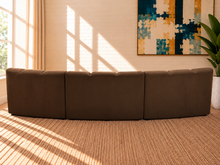 Load image into Gallery viewer, Rowan 3-piece sectional sofa in Espresso velvet with deep channel tufting, rounded cushions, and contemporary modular design.
